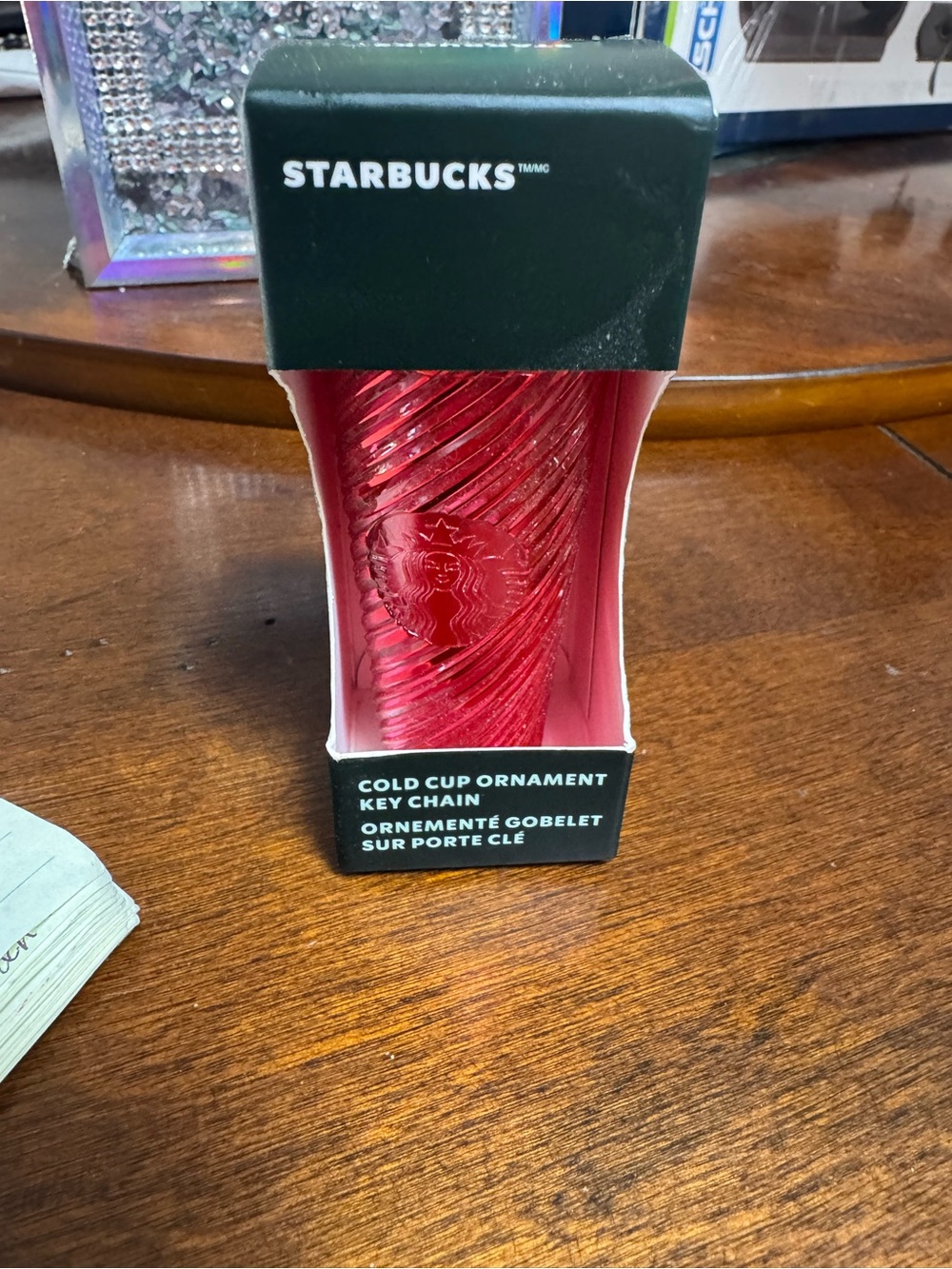 STARBUCKS Jewel Red Cold Cup Ornament Keychain New in Box Key Chain